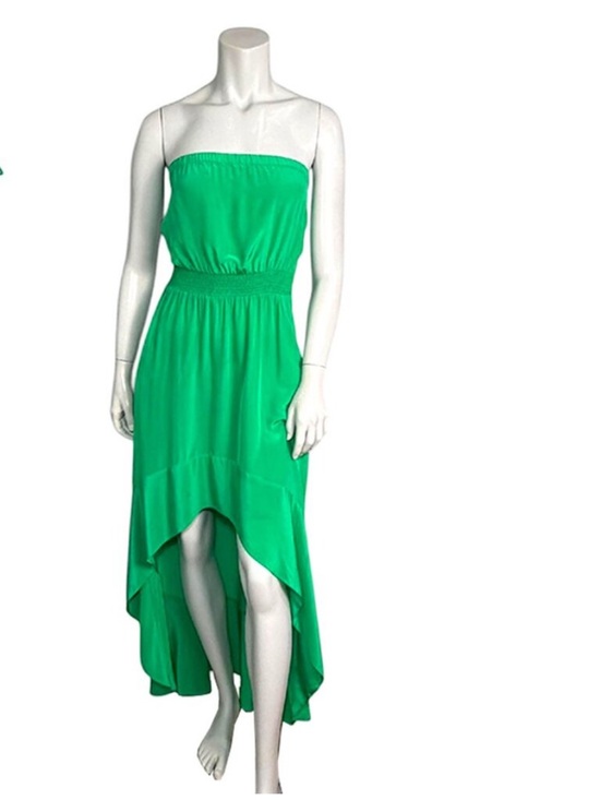 JAYGODFREY Dresses & Skirts - JAYGODFREY SILK Strapless Emerald Green High-Low Maxi Dress Sz 8